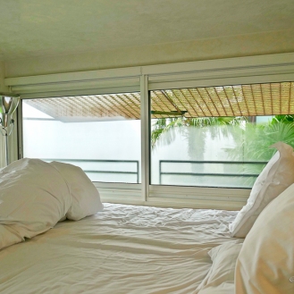 The platform bed was almost waist high, so one can enjoy the view even laying down.